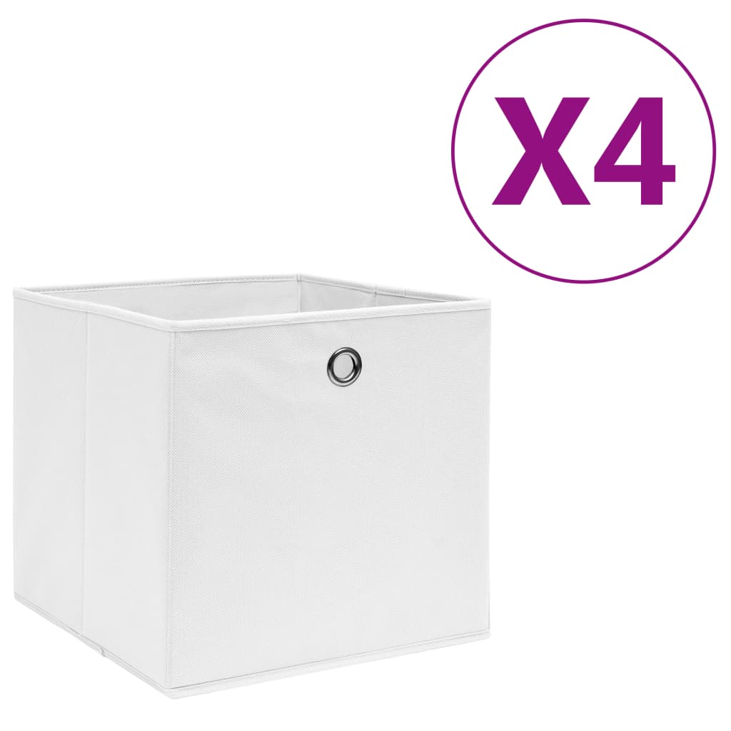 Storage Boxes 4 pcs Non-woven Fabric 28x28x28 cm White