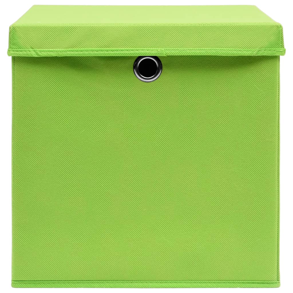 Storage Boxes with Covers 4 pcs 28x28x28 cm Green