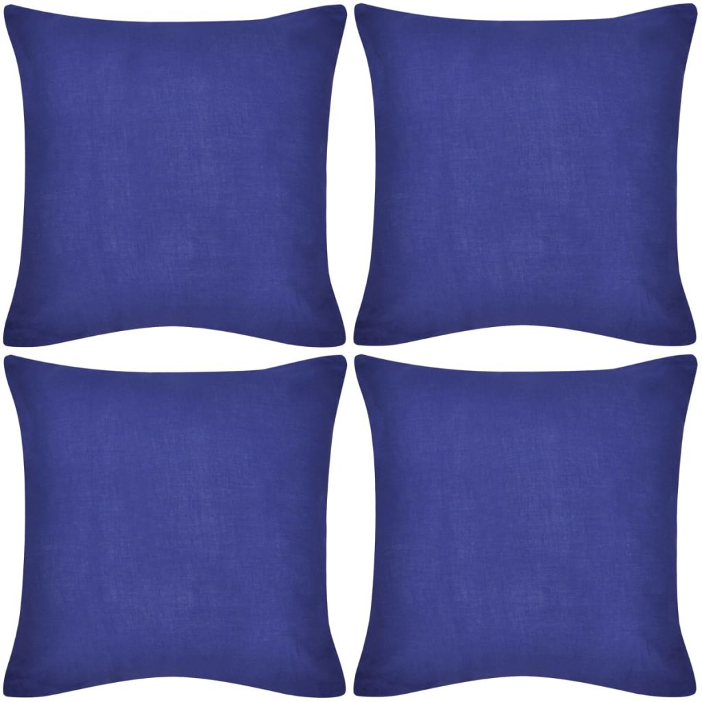 4 Mavi Yastık Kılıfı Pamuk 50 x 50 cm