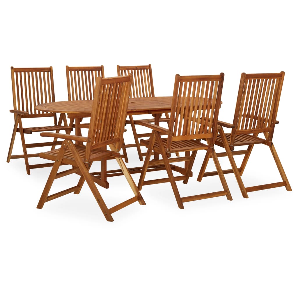 

7 Piece Garden Dining Set Solid Acacia Wood