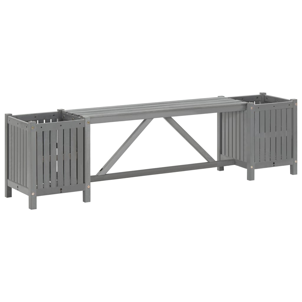 

Garden Bench with 2 Planters 150cm Solid Acacia Wood Grey