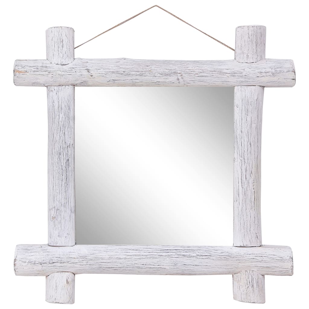 Specchio Log bianco 70x70 cm in legno massello di recupero
