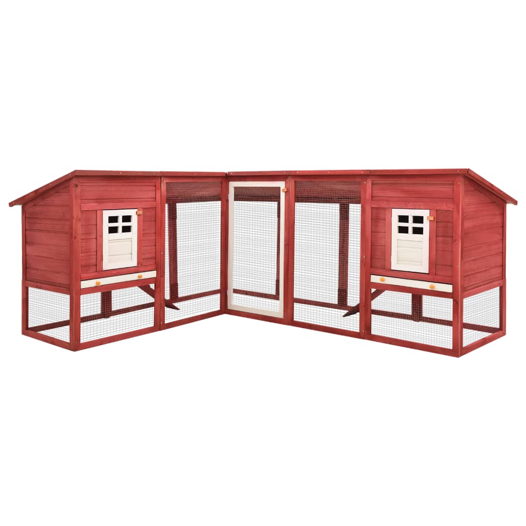 

Outdoor Rabbit Hutch with Run Red and White Solid Fir Wood