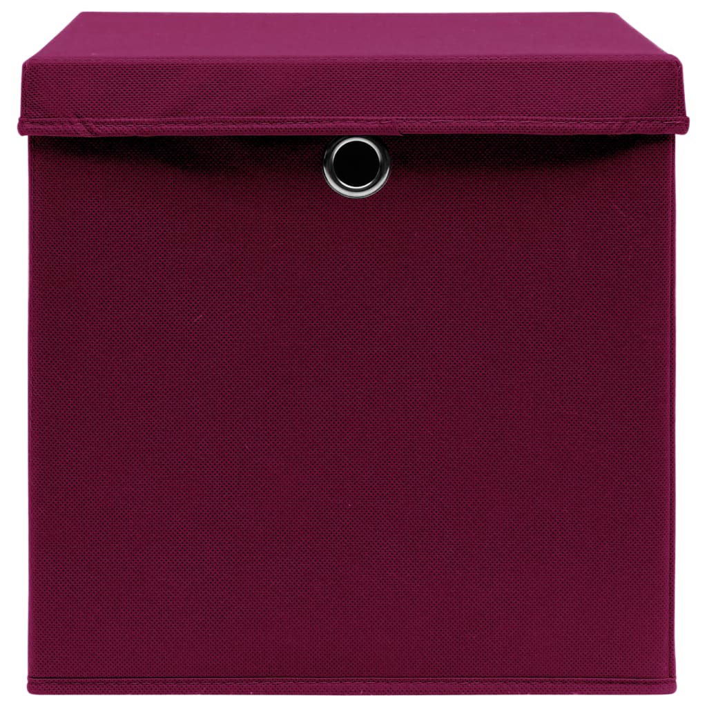Storage Boxes with Covers 4 pcs 28x28x28 cm Dark Red