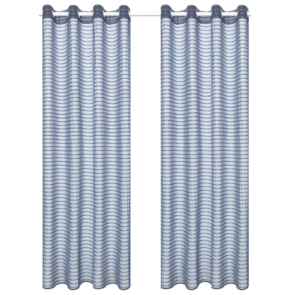 

Woven Striped Sheer Curtains 2 pcs 140x245 cm Steel Grey