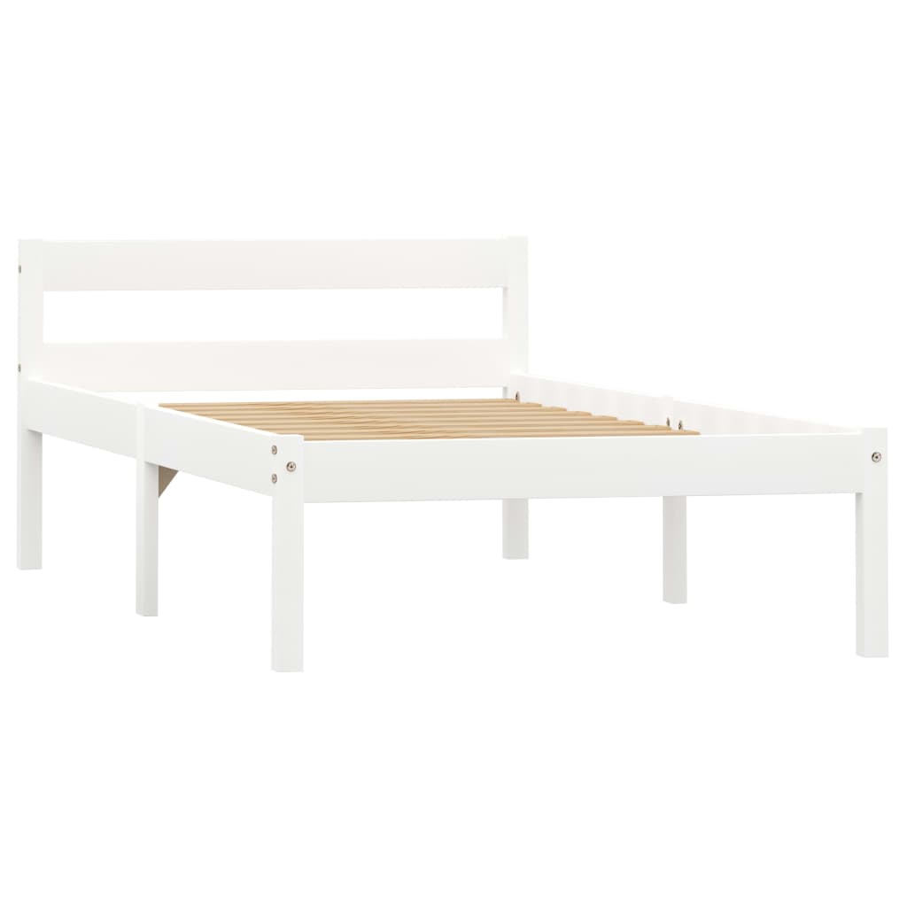 Bed Frame with 2 Drawers White Solid Pine Wood 100x200 cm