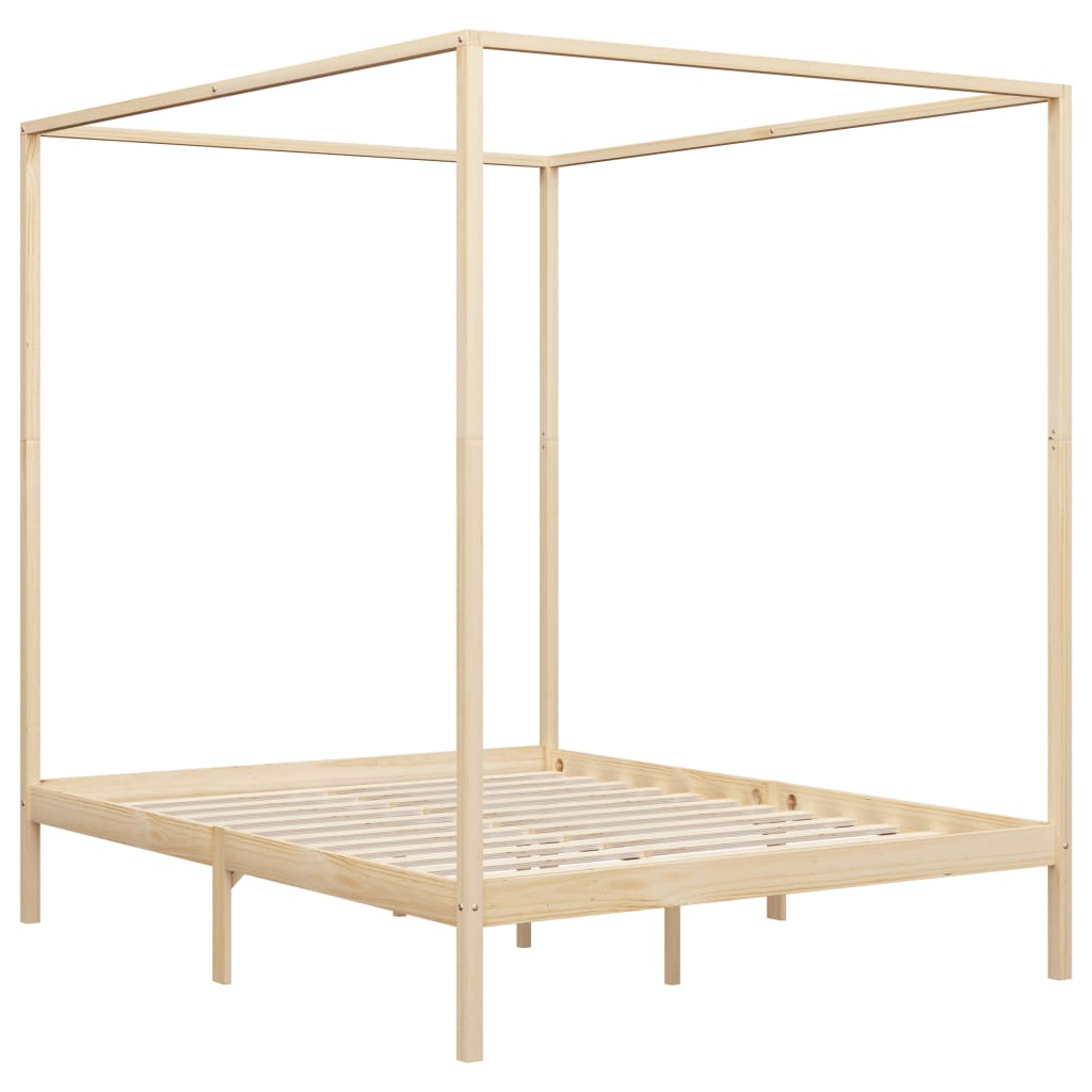 vidaXL Canopy Bed Frame with 4 Drawers Solid Pine Wood 180x200 cm