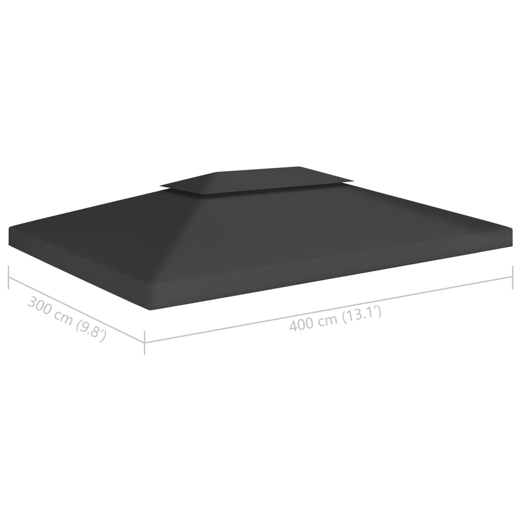 2-Tier Gazebo Top Cover 310 g/m² 4x3 m Black