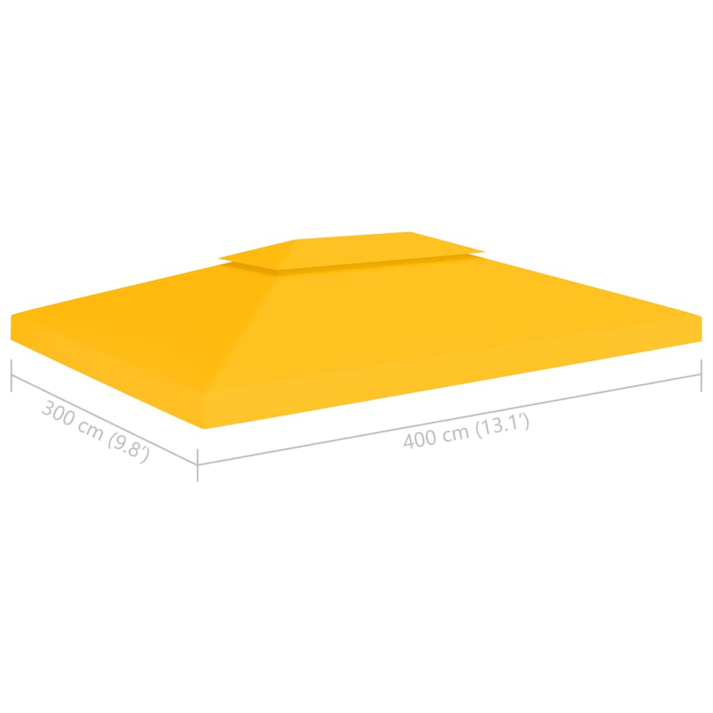 2-Tier Gazebo Top Cover 310 g/m² 4x3 m Yellow
