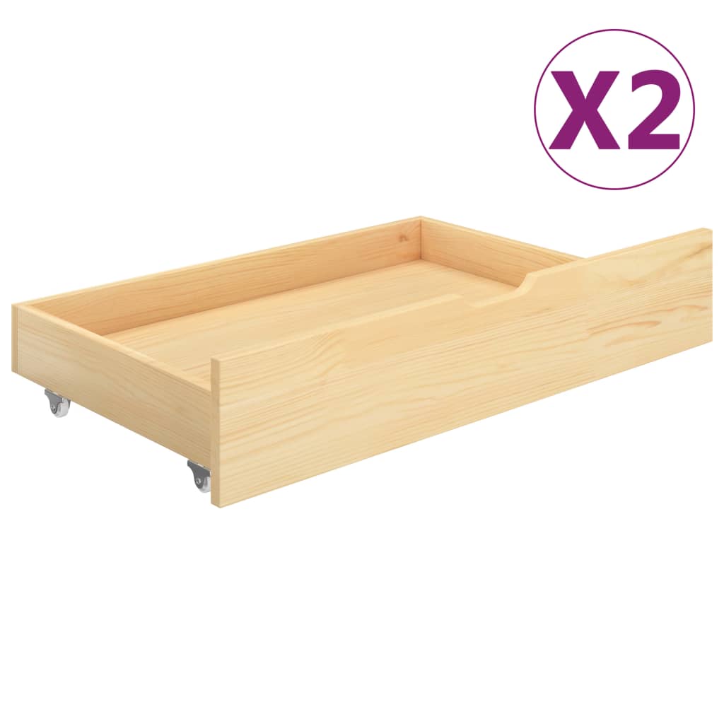 Bed Frame with 2 Drawers Solid Pine Wood 100x200 cm