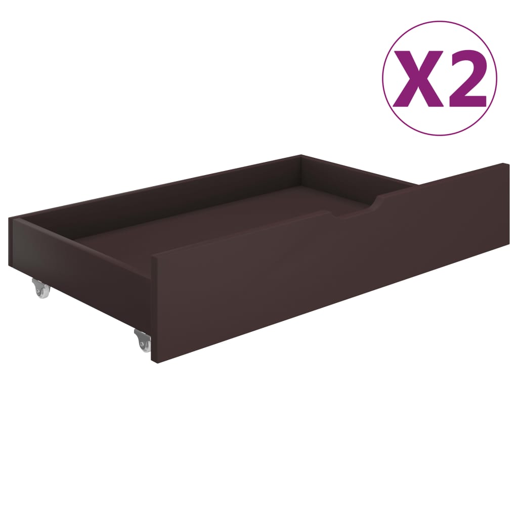 Canopy Bed Frame with 2 Drawers Dark Brown Pine Wood 180x200 cm