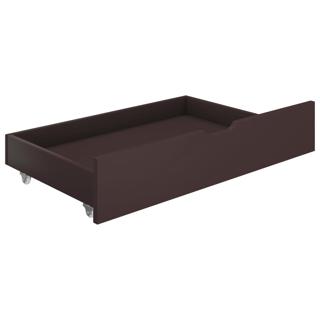 Canopy Bed Frame with 2 Drawers Dark Brown Pine Wood 180x200 cm