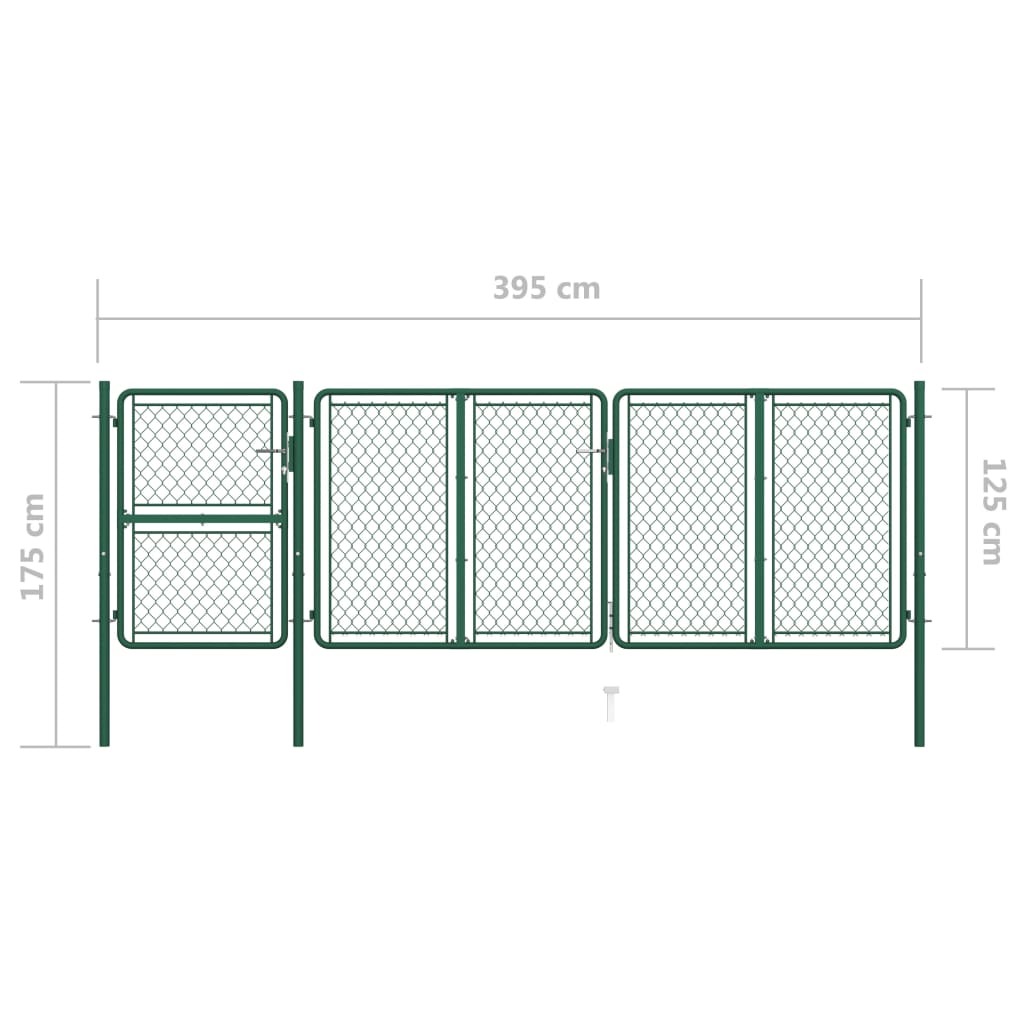 Garden Gate Steel 125x395 cm Green