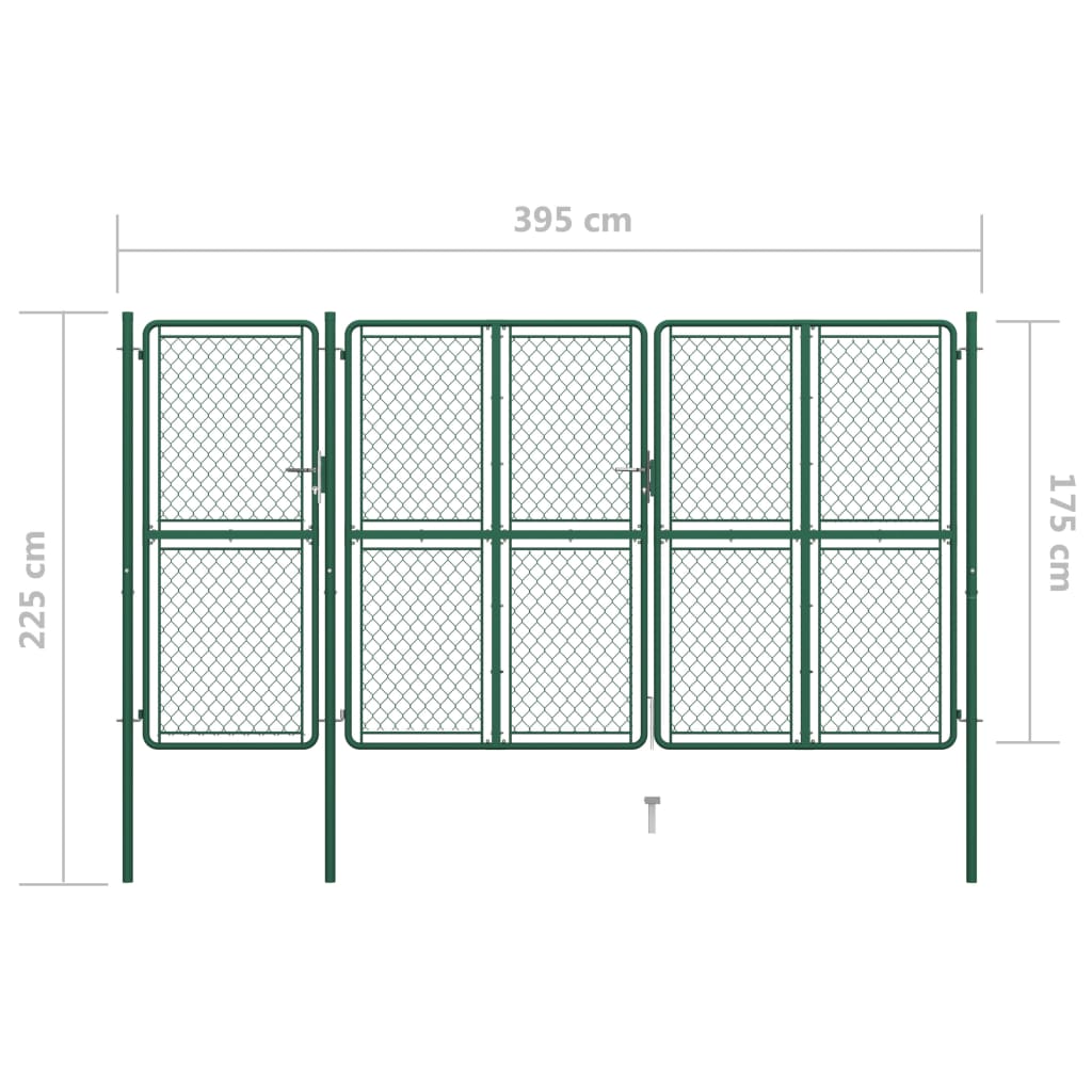 Garden Gate Steel 175x395 cm Green
