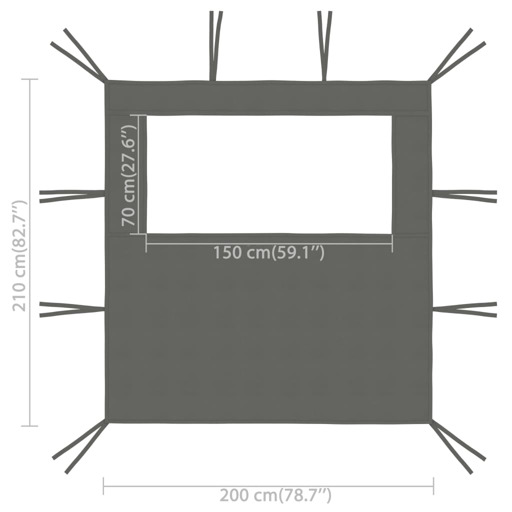 Gazebo Sidewalls with Windows 2 pcs 2x2.1 m Anthracite 70 g/m²
