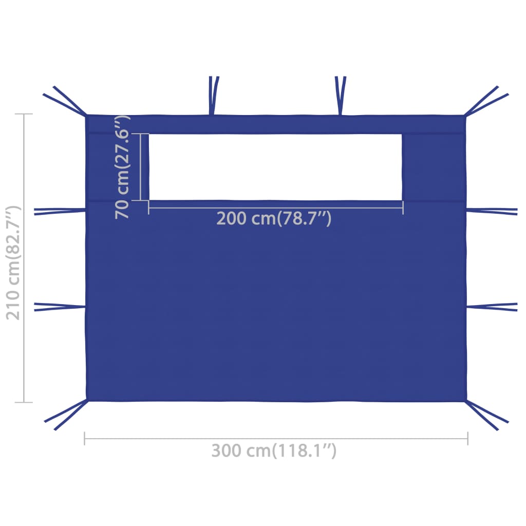 Gazebo Sidewalls with Windows 2 pcs 3x2.1 m Blue 70 g/m²