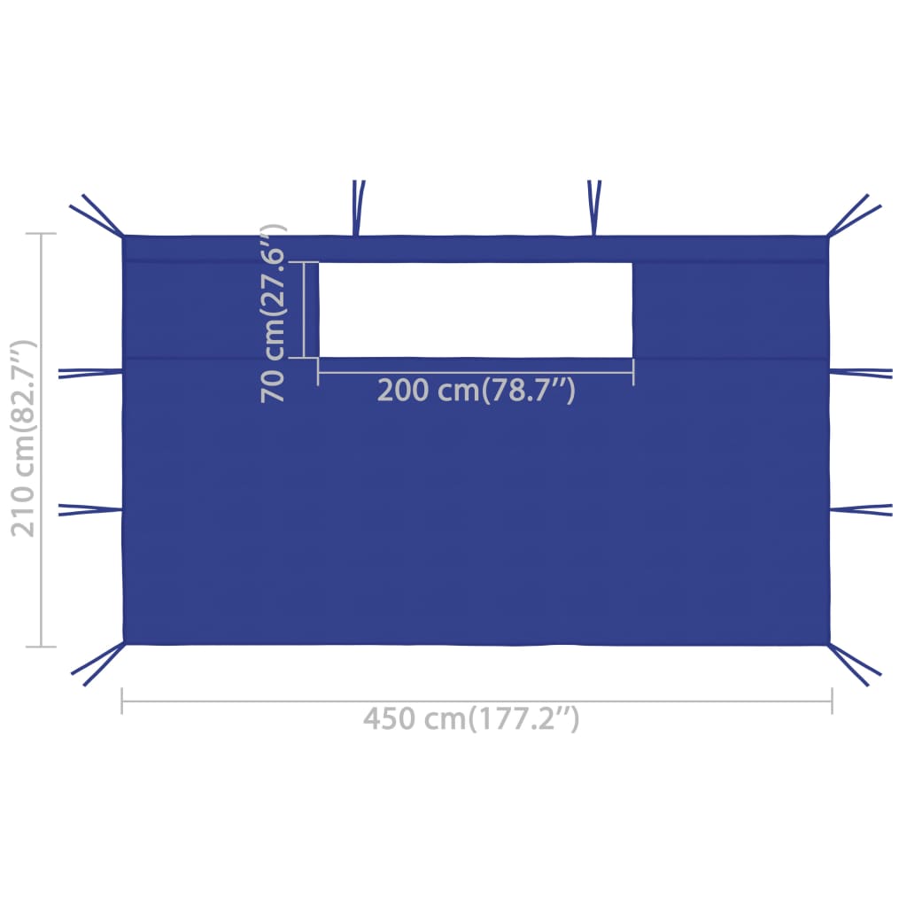 Gazebo Sidewalls with Windows 2 pcs 4.5x2.1 m Blue 70 g/m²