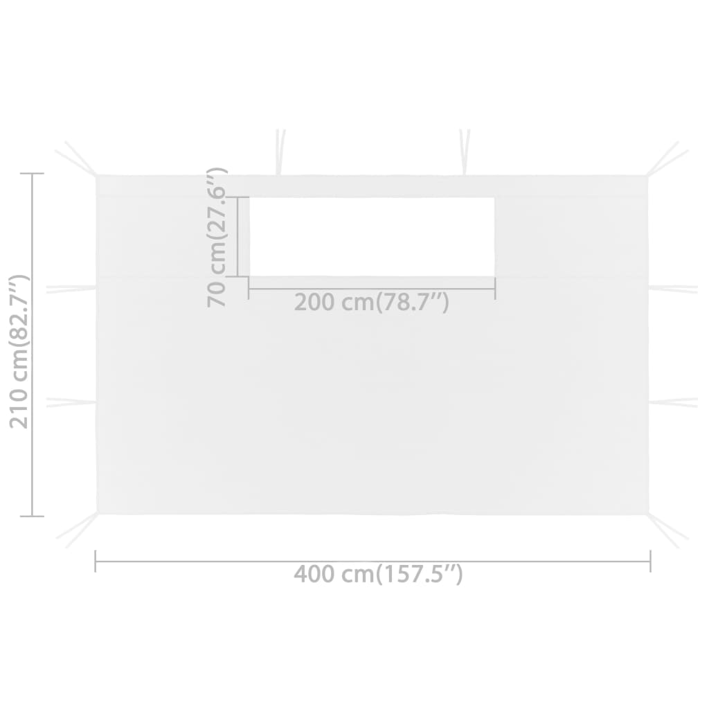 Gazebo Sidewalls with Windows 2 pcs 4x2.1 m White 70 g/m²