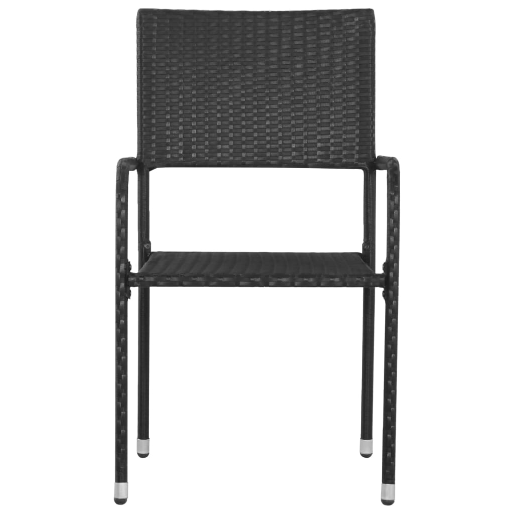 Outdoor Dining Chairs 6 pcs Poly Rattan Black