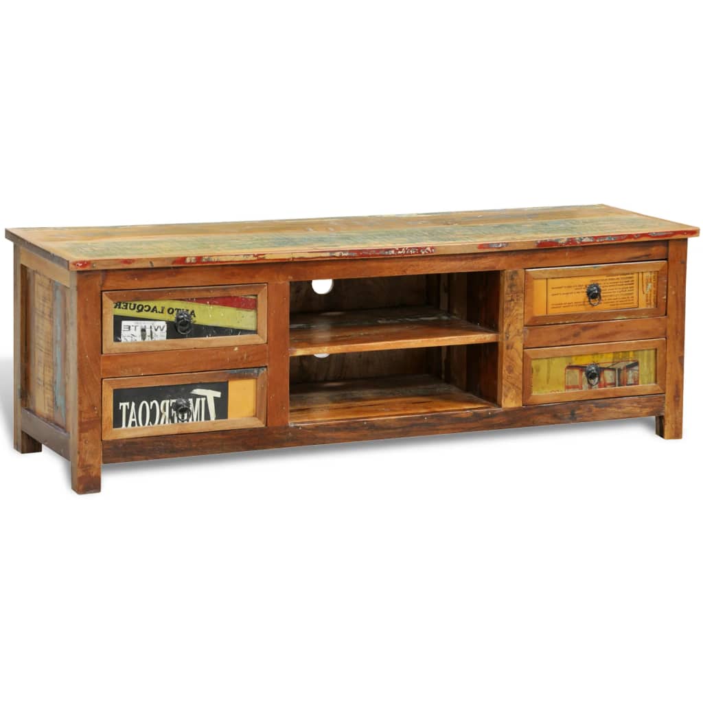 Reclaimed Wood TV TV Stand 4 Drawers