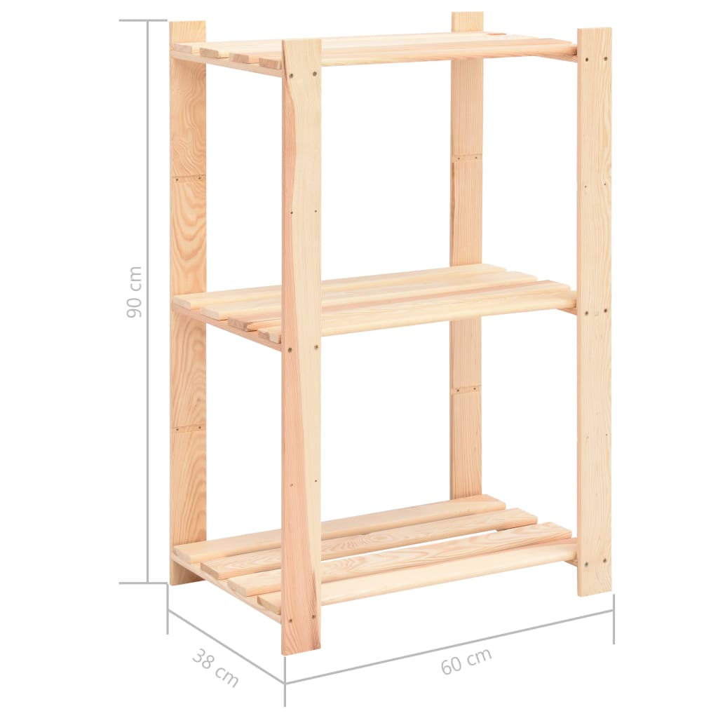 vidaXL 3-Tier Storage Racks 10 pcs 60x38x90 cm Solid Pinewood 150 kg