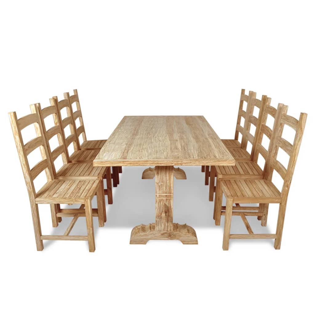 vidaXL Nine Piece Massive Dining Table and Chair Set Teak