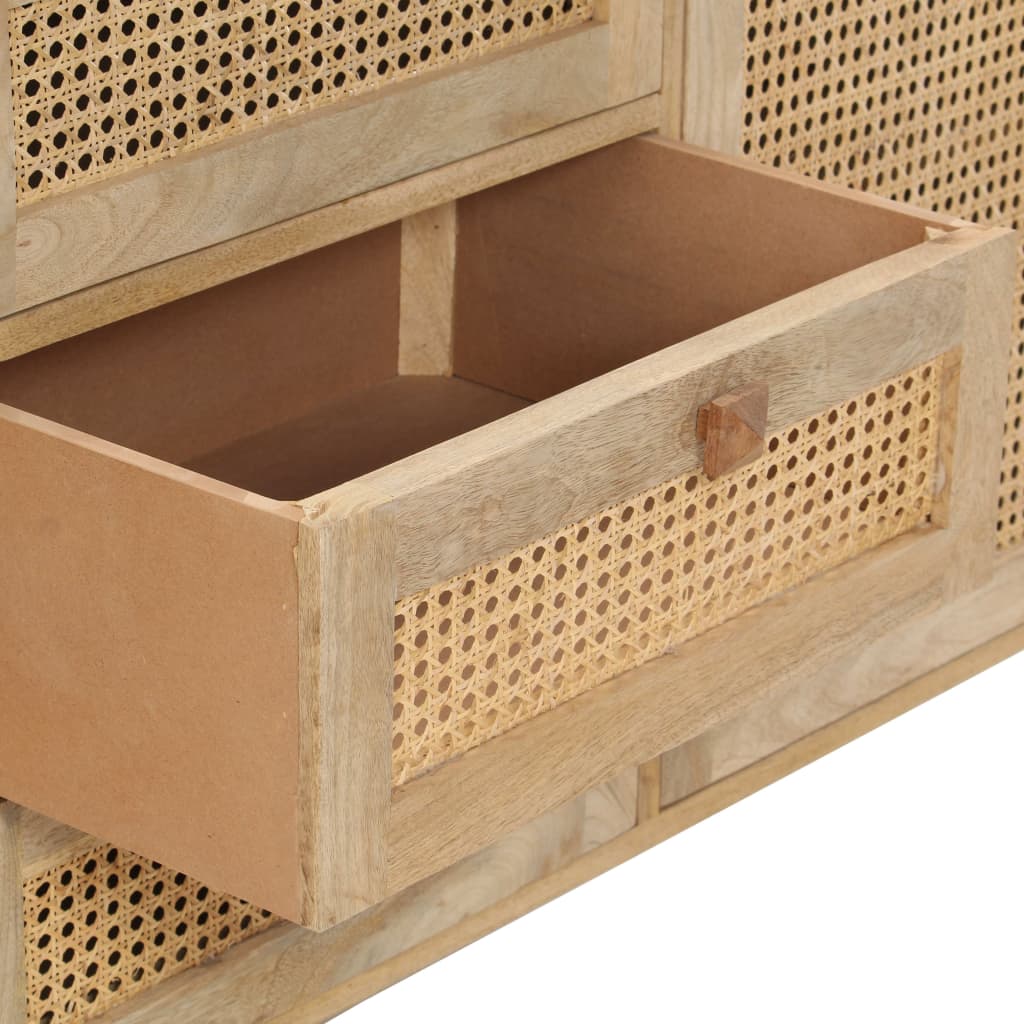 Sideboard 150x40x80 cm Solid Mango Wood and Natural Cane