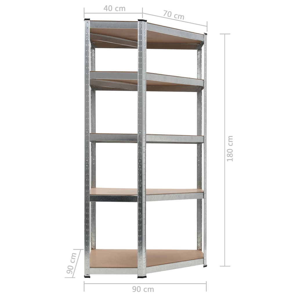 vidaXL Storage Shelf Silver 90x90x180 cm Steel and MDF