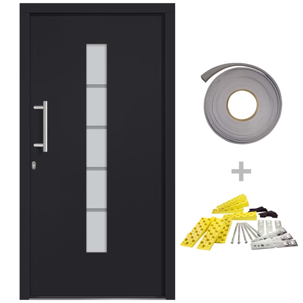 Front Door Aluminium and PVC Anthracite 110x210 cm