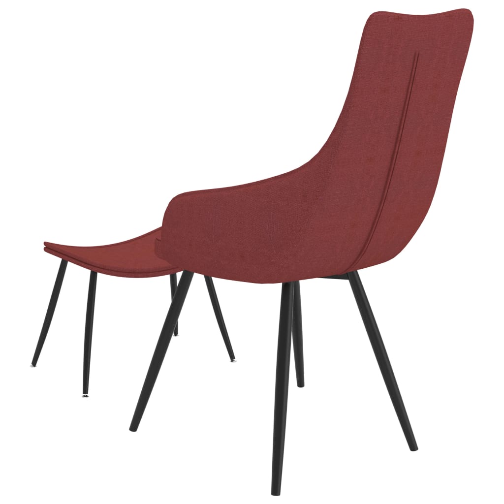 Sofa Chair with Footstool Wine Red Fabric