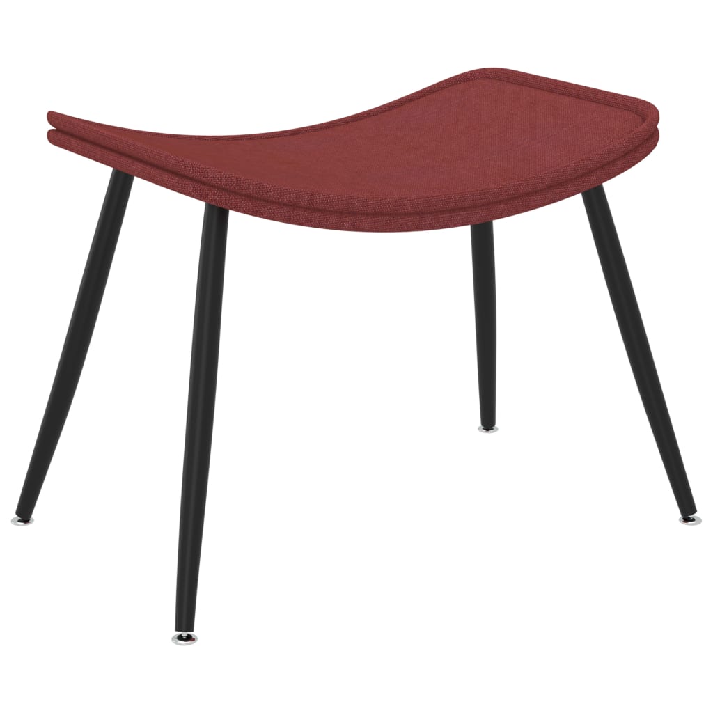 Sofa Chair with Footstool Wine Red Fabric