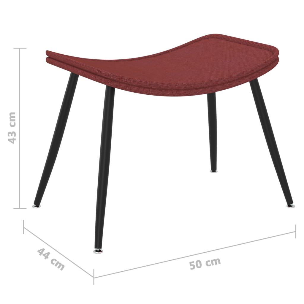 Sofa Chair with Footstool Wine Red Fabric