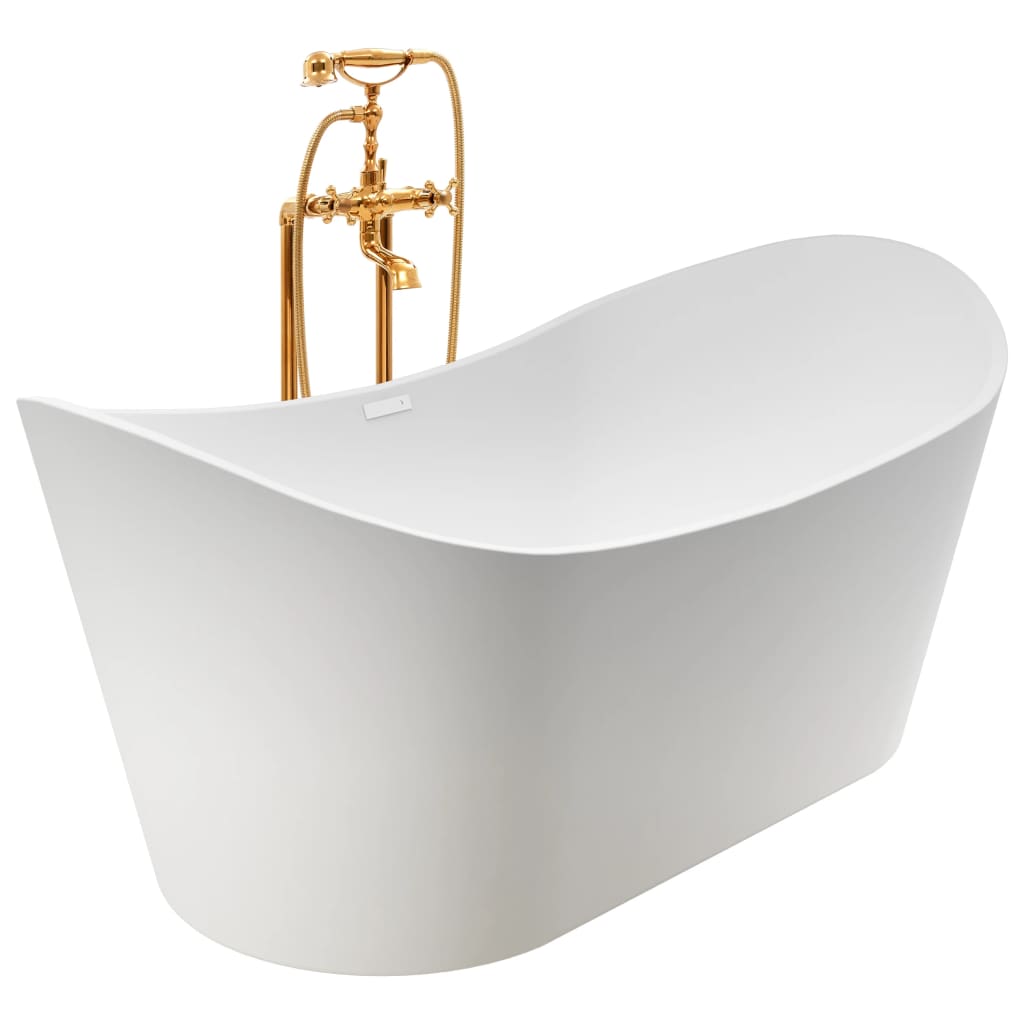 vidaXL Freestanding Bathtub and Faucet 204 L 99,5 cm Gold