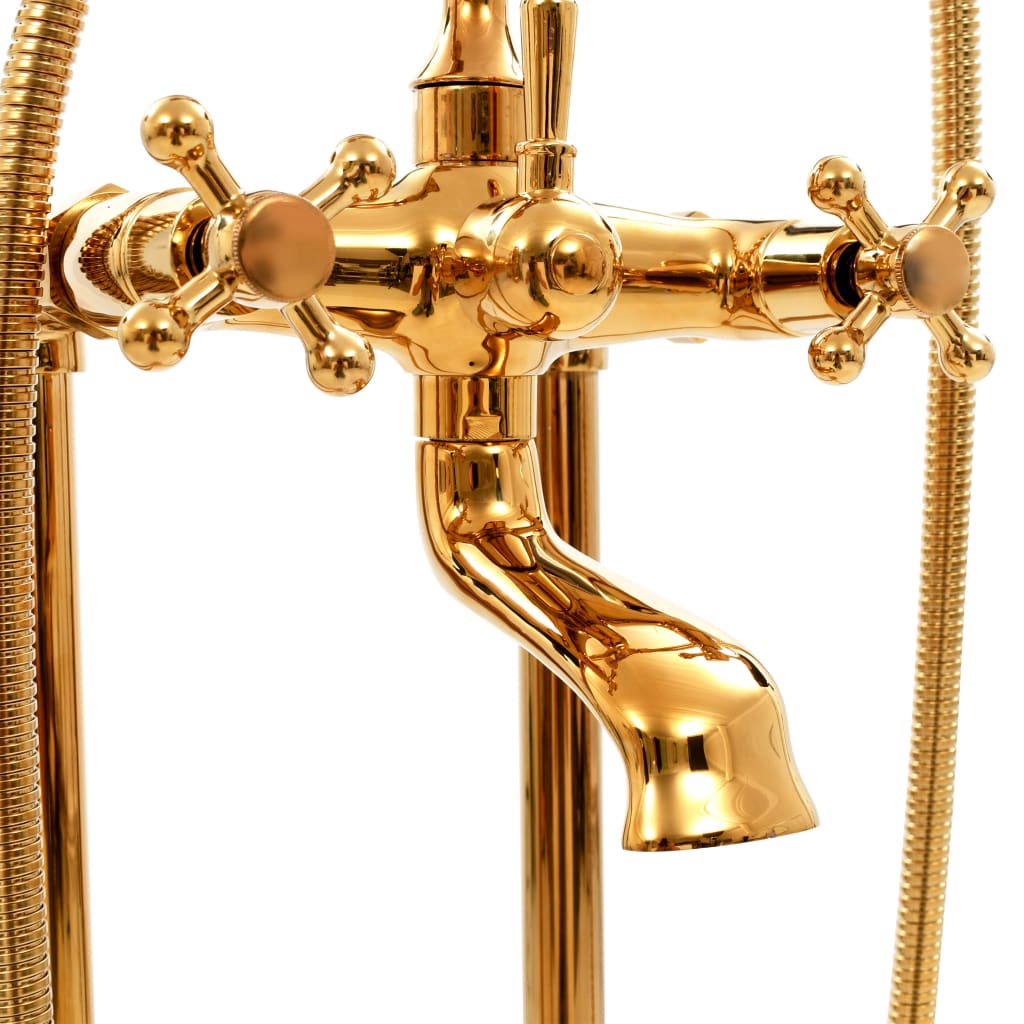 vidaXL Freestanding Bathtub and Faucet 204 L 99,5 cm Gold