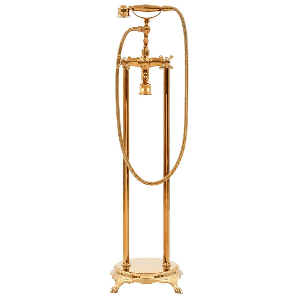 vidaXL Freestanding Bathtub and Faucet 204 L 99,5 cm Gold