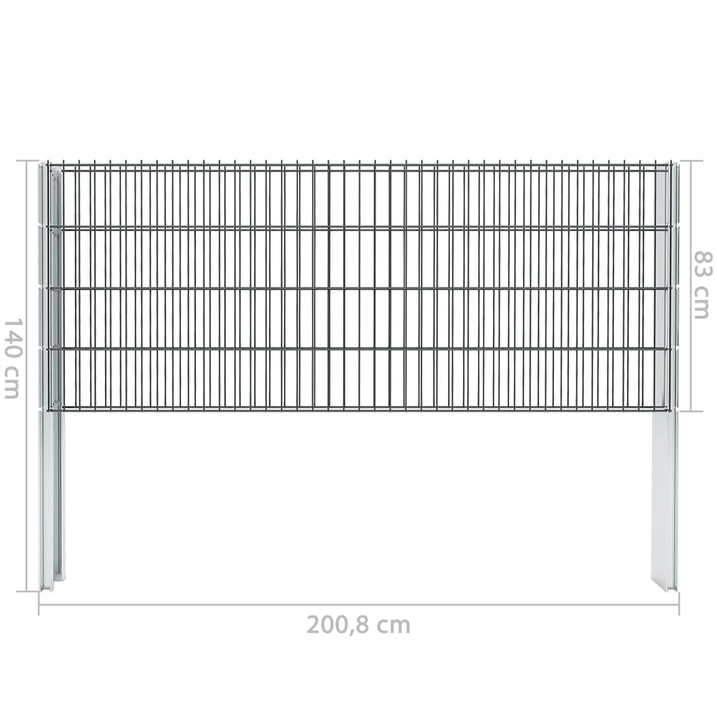 2D Gabion Fence Galvanised Steel 2.008x0.83 m 10 m (Total Length) Grey