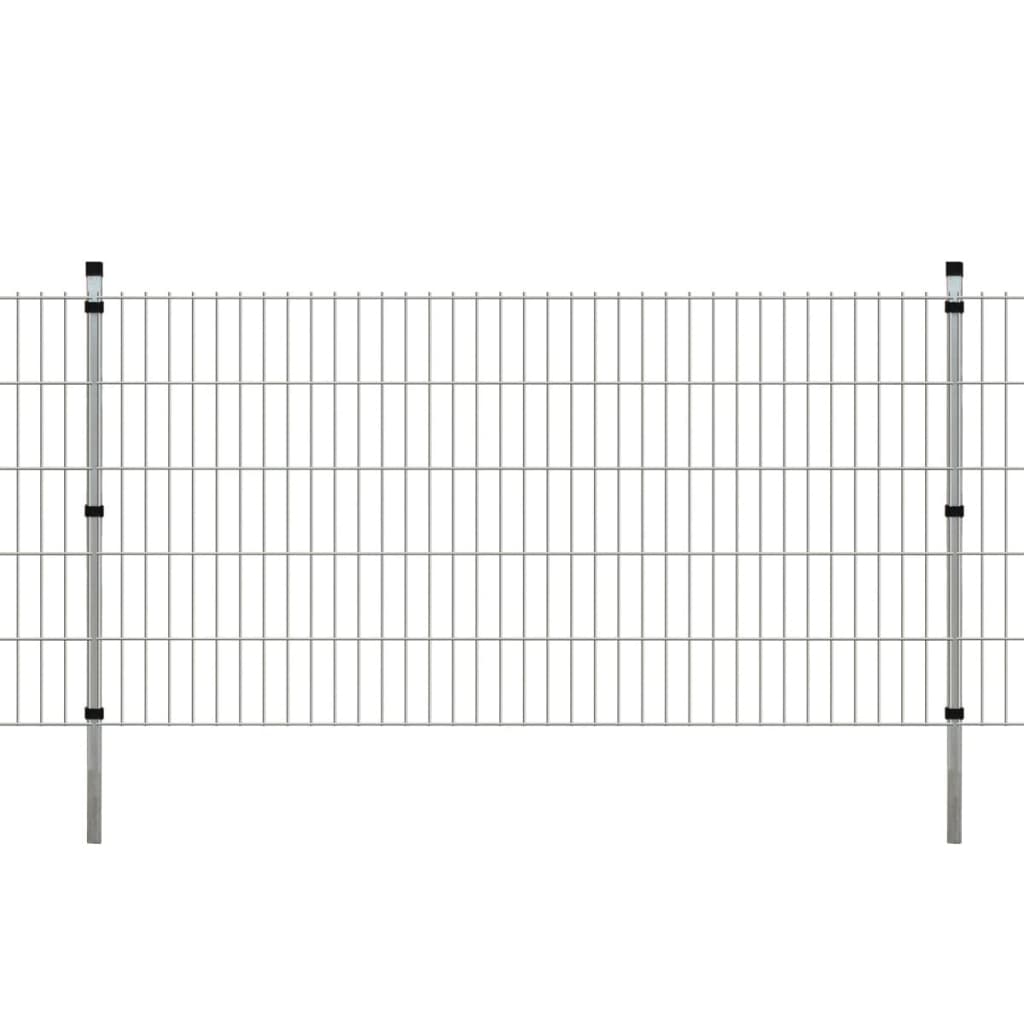 2D Garden Fence Panel & Posts 2008x1030 mm 2 m Silver