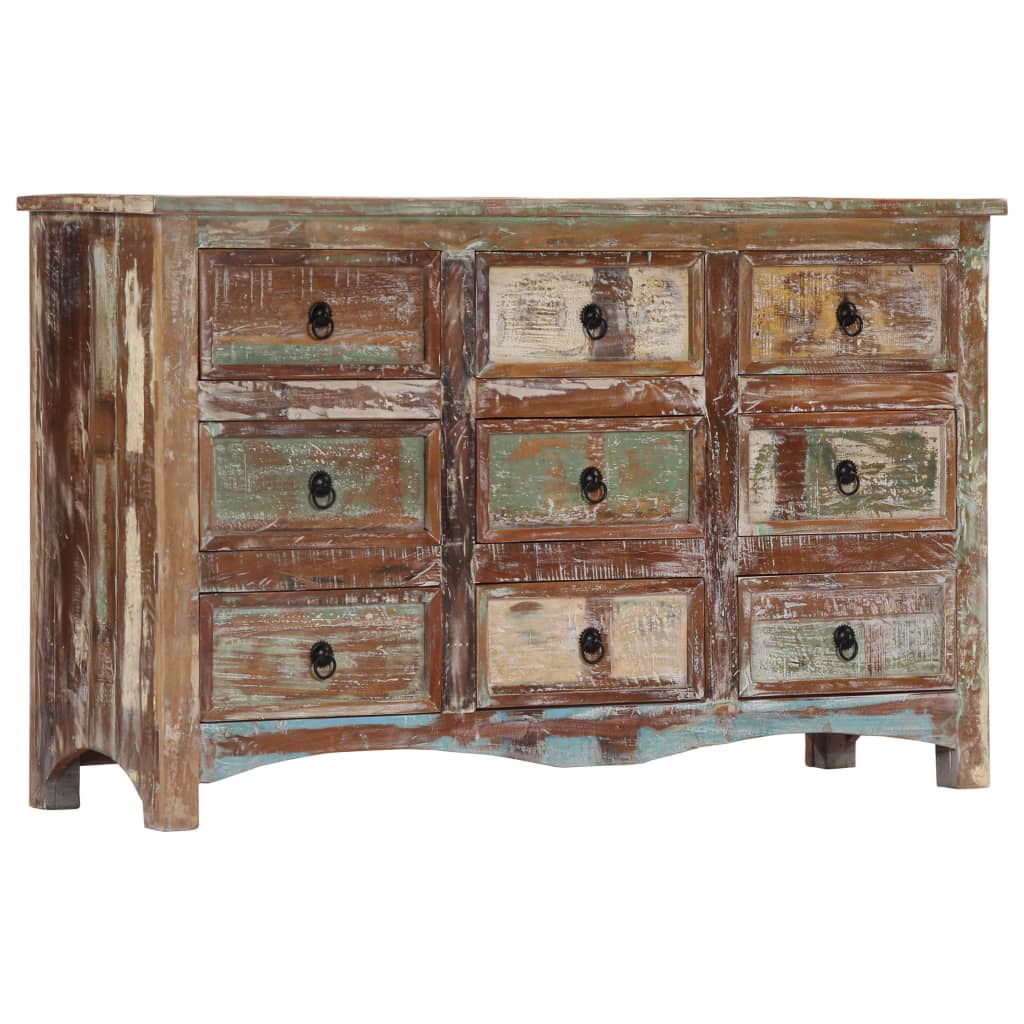 Chest of Drawers 130x40x80 cm Solid Reclaimed Wood