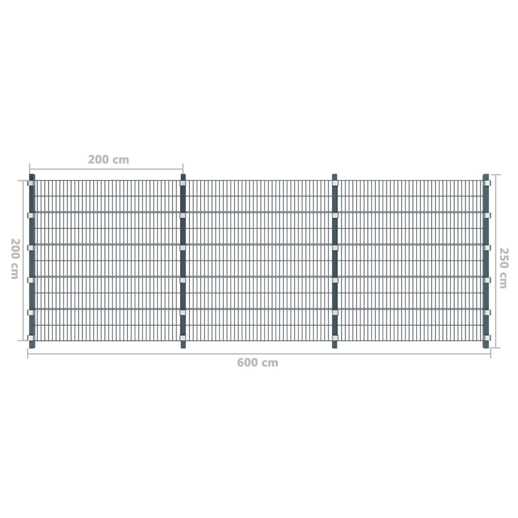 Fence Panels 5 pcs Iron 6x2 m 30m(Total Length) Anthracite Grey