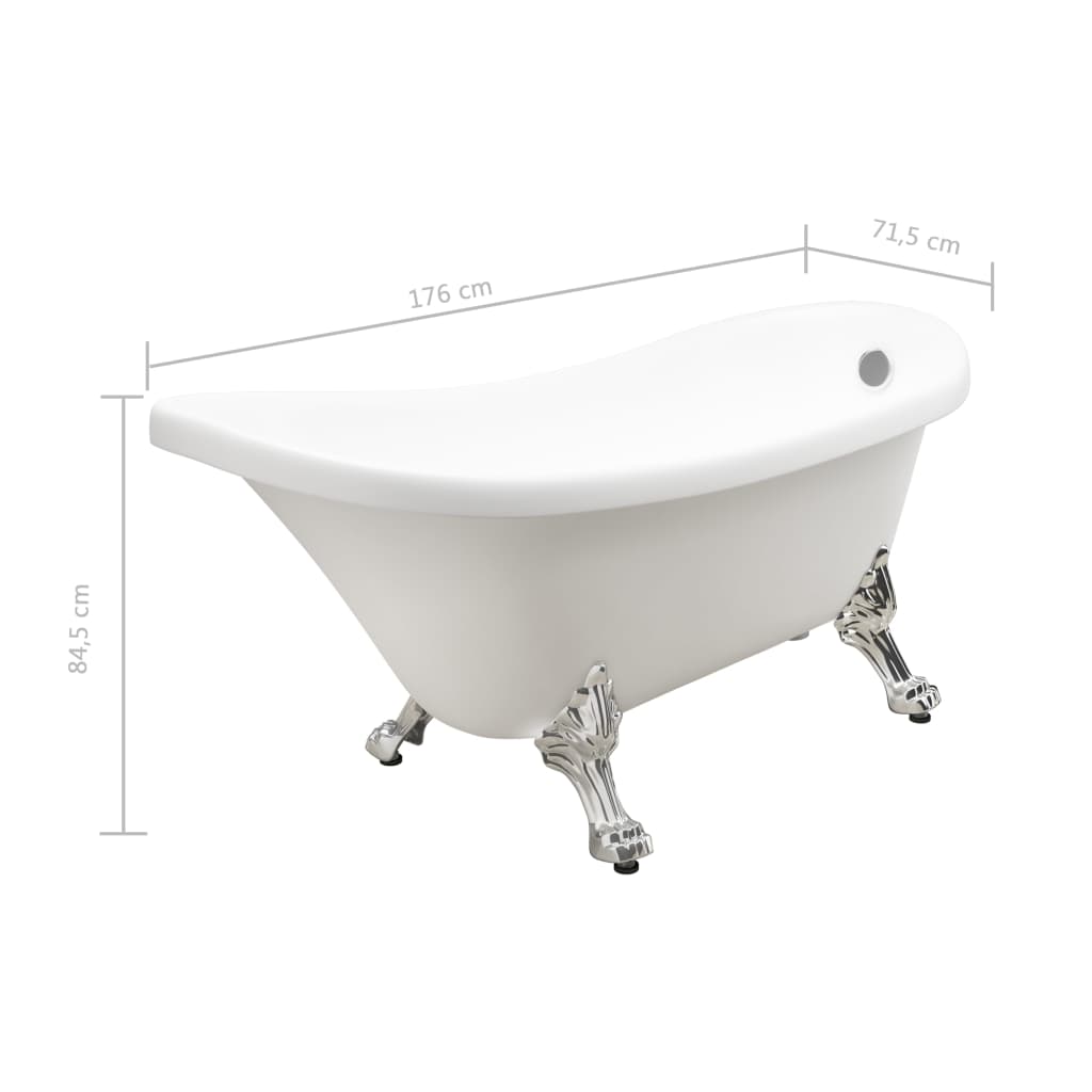 Freestanding Bathtub with Lion Feet White Acrylic