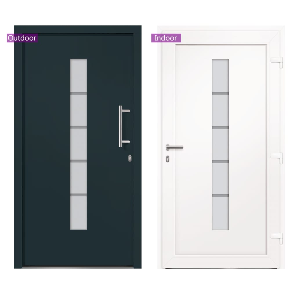 Front Door Aluminium and PVC Anthracite 110x210 cm