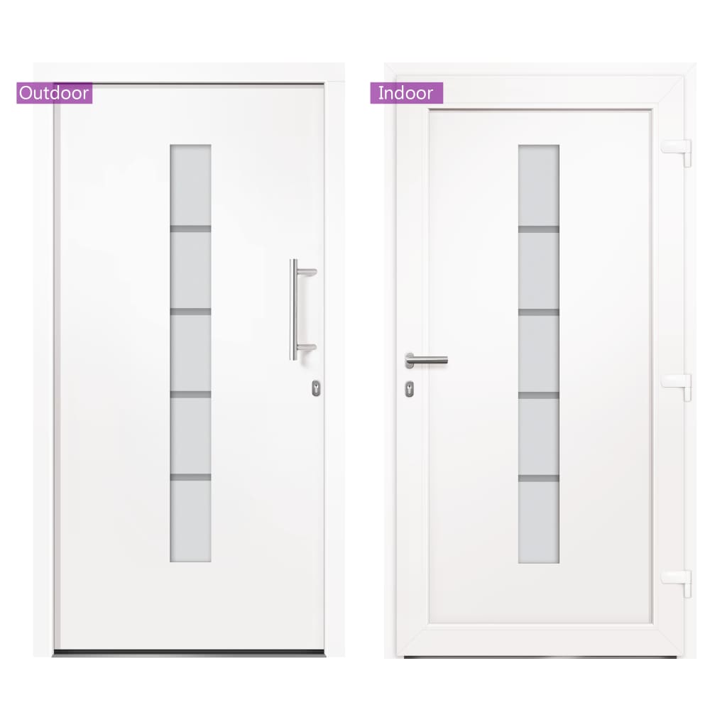 Front Door Aluminium and PVC White 100x210 cm