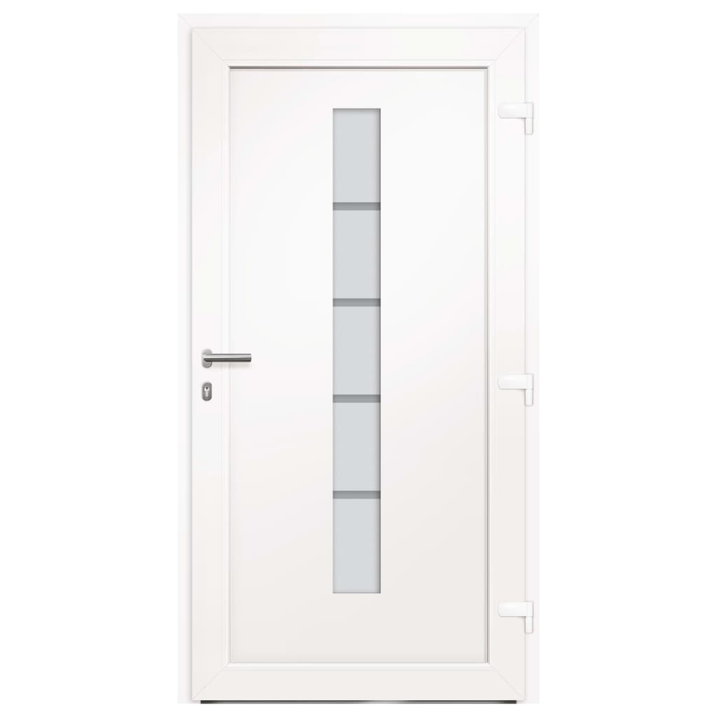 Front Door Aluminium and PVC White 100x210 cm