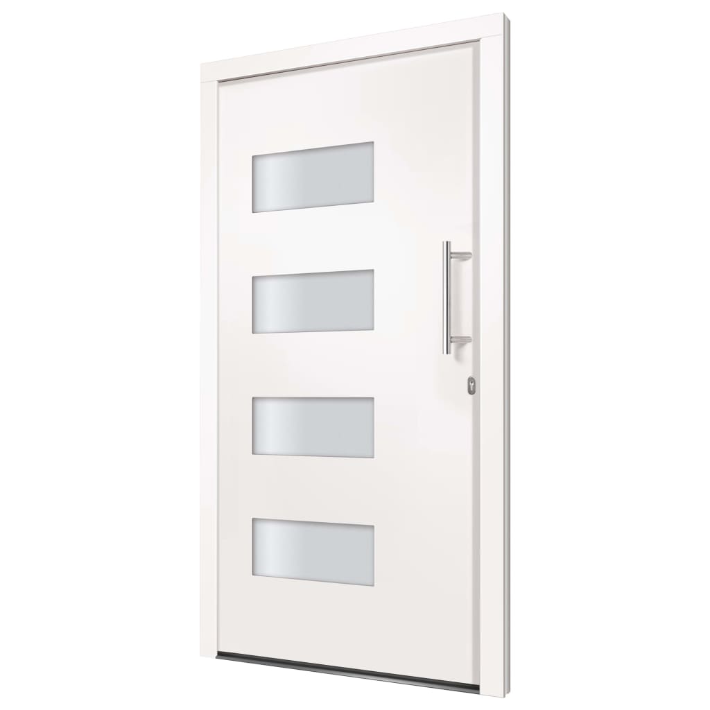 Front Door Aluminium and PVC White 110x210 cm