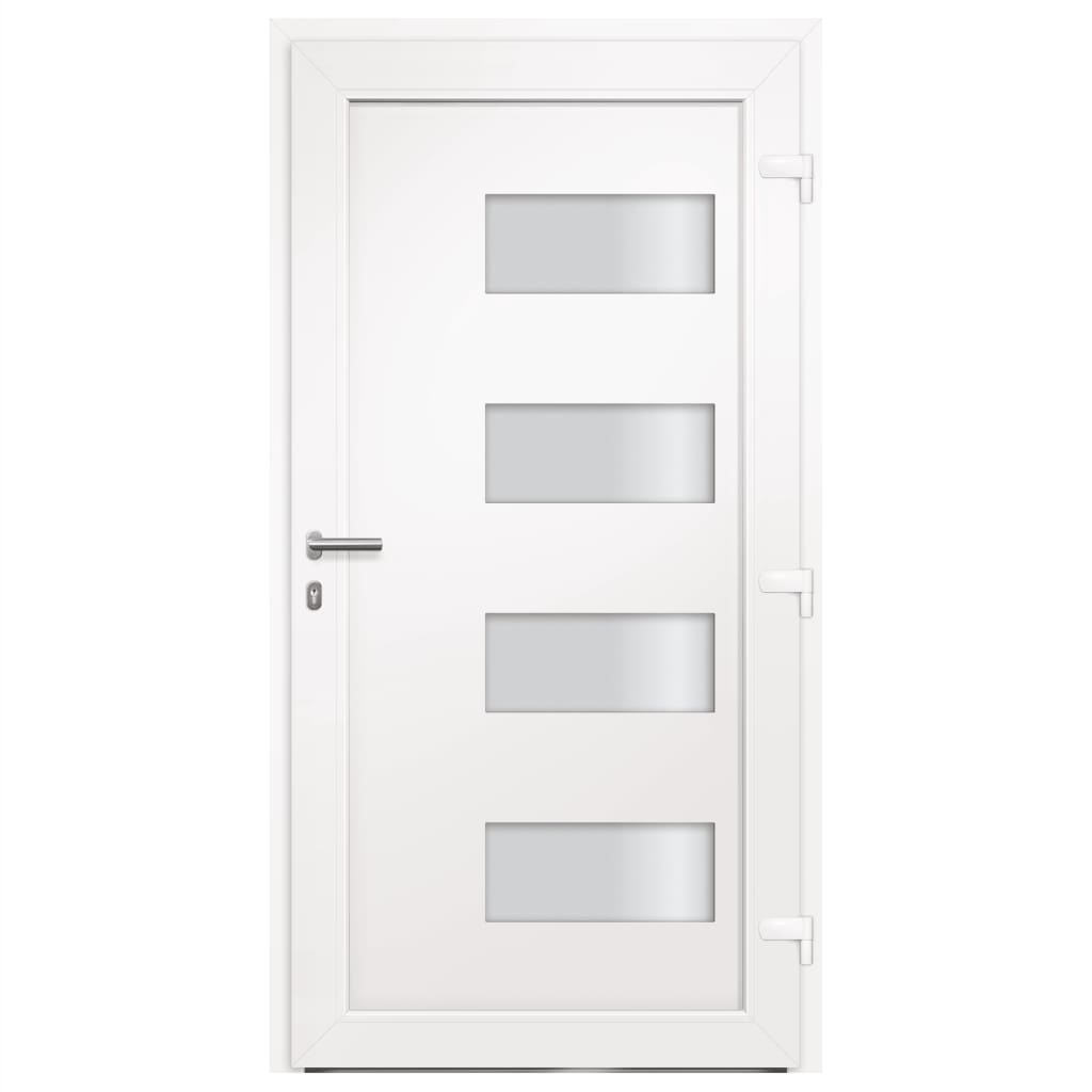 Front Door Aluminium and PVC White 110x210 cm