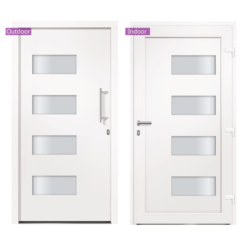 Front Door Aluminium and PVC White 110x210 cm
