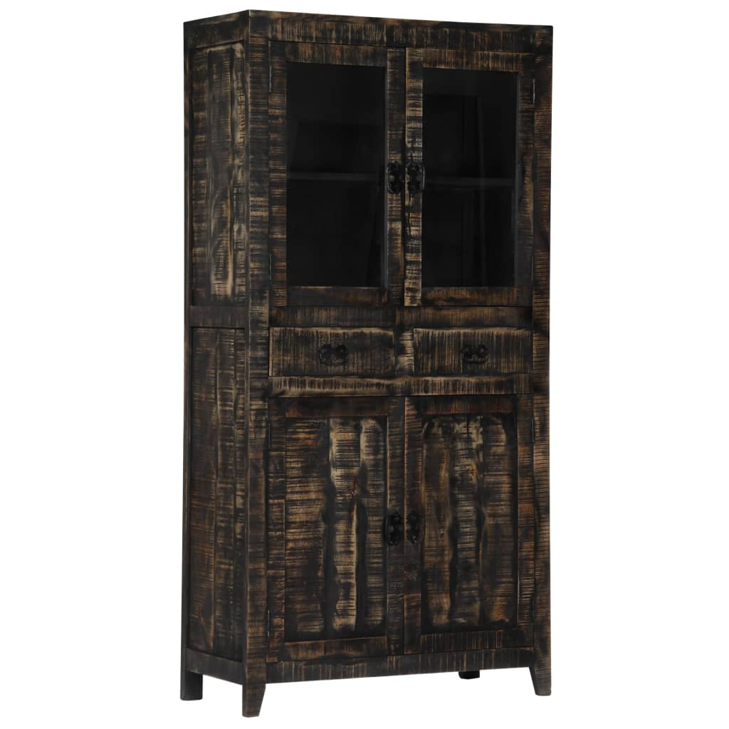 Highboard Black 90x40x180 cm Solid Mango Wood