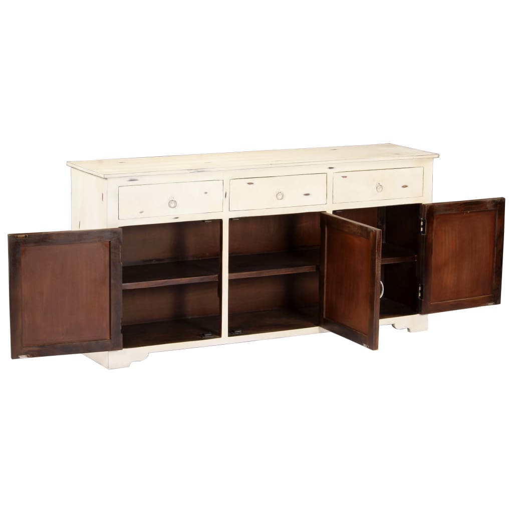 Sideboard White 160x40x80 cm Solid Mango Wood