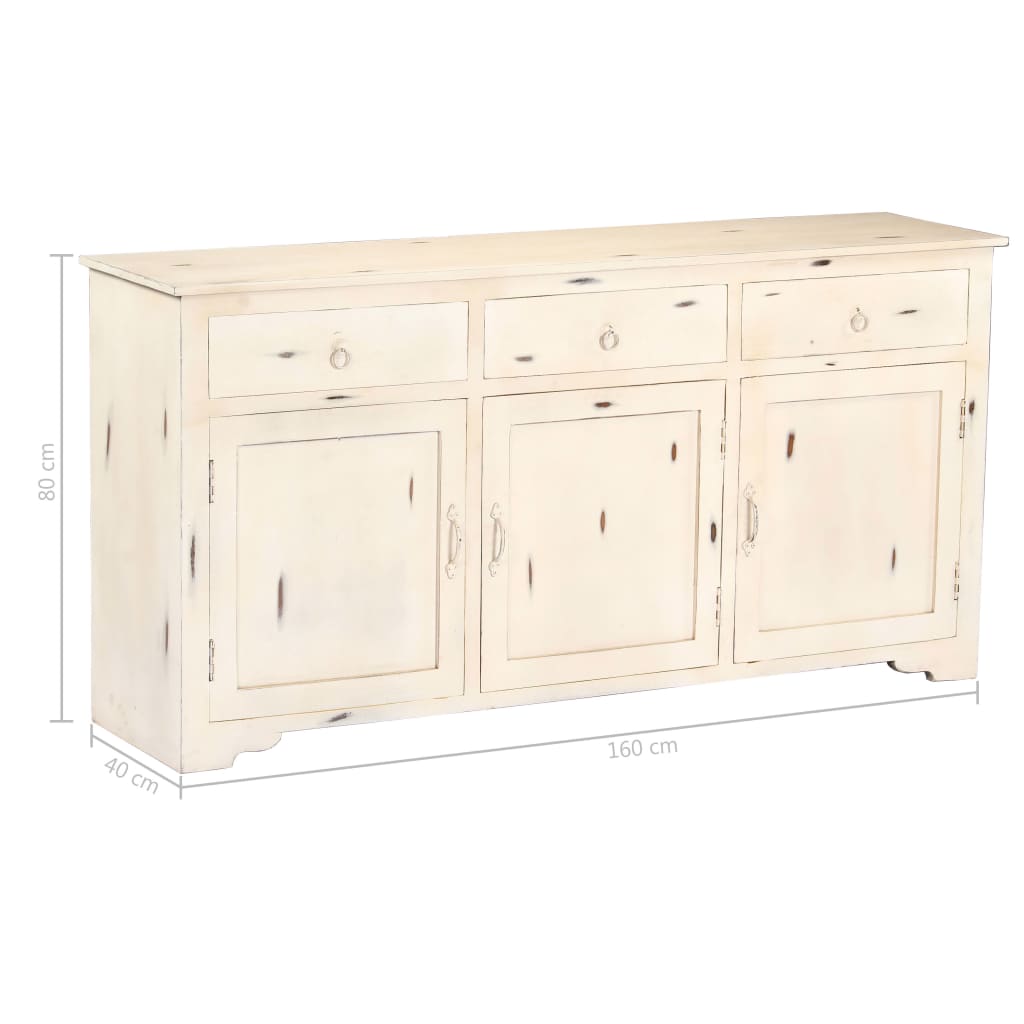 Sideboard White 160x40x80 cm Solid Mango Wood