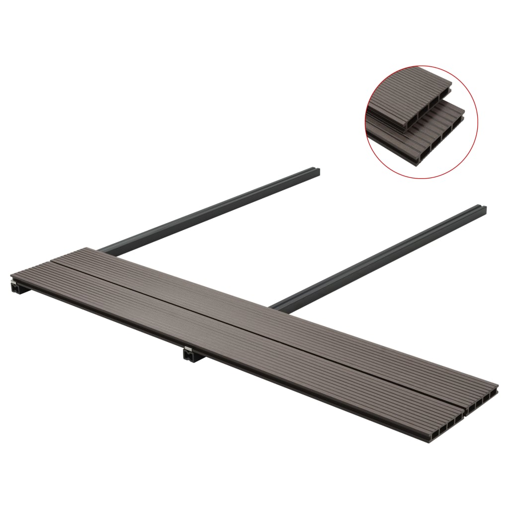 WPC Hollow Decking Boards with Accessories 36m² 2.2m Dark Brown